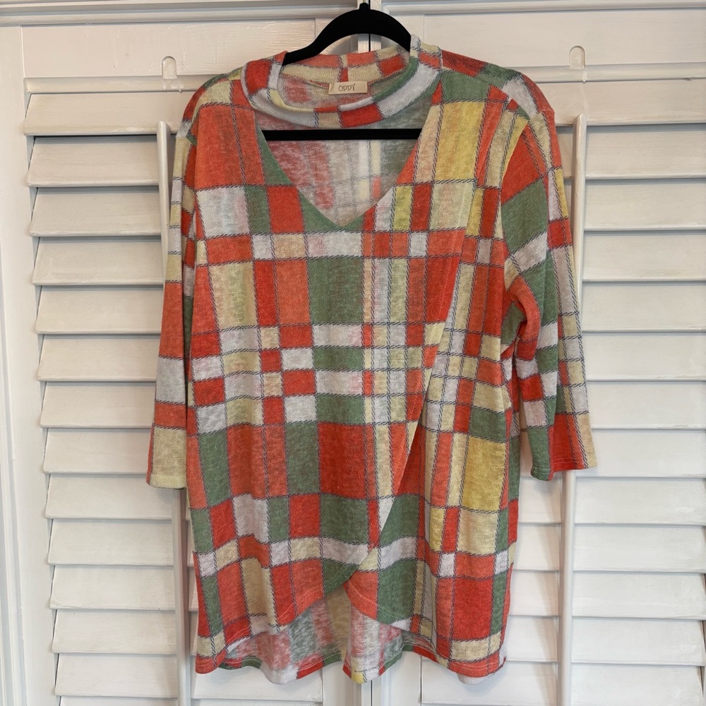 Oddy Red And Green Checkered Top Size‎ 1X